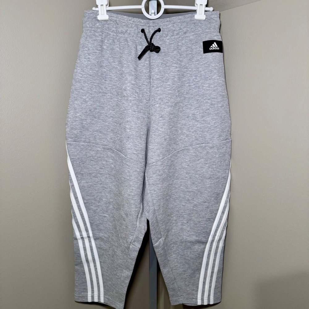 Adidas Women's ZNE Grey Athletic 3 Stripe Cropped Jogger Sweatpants XS